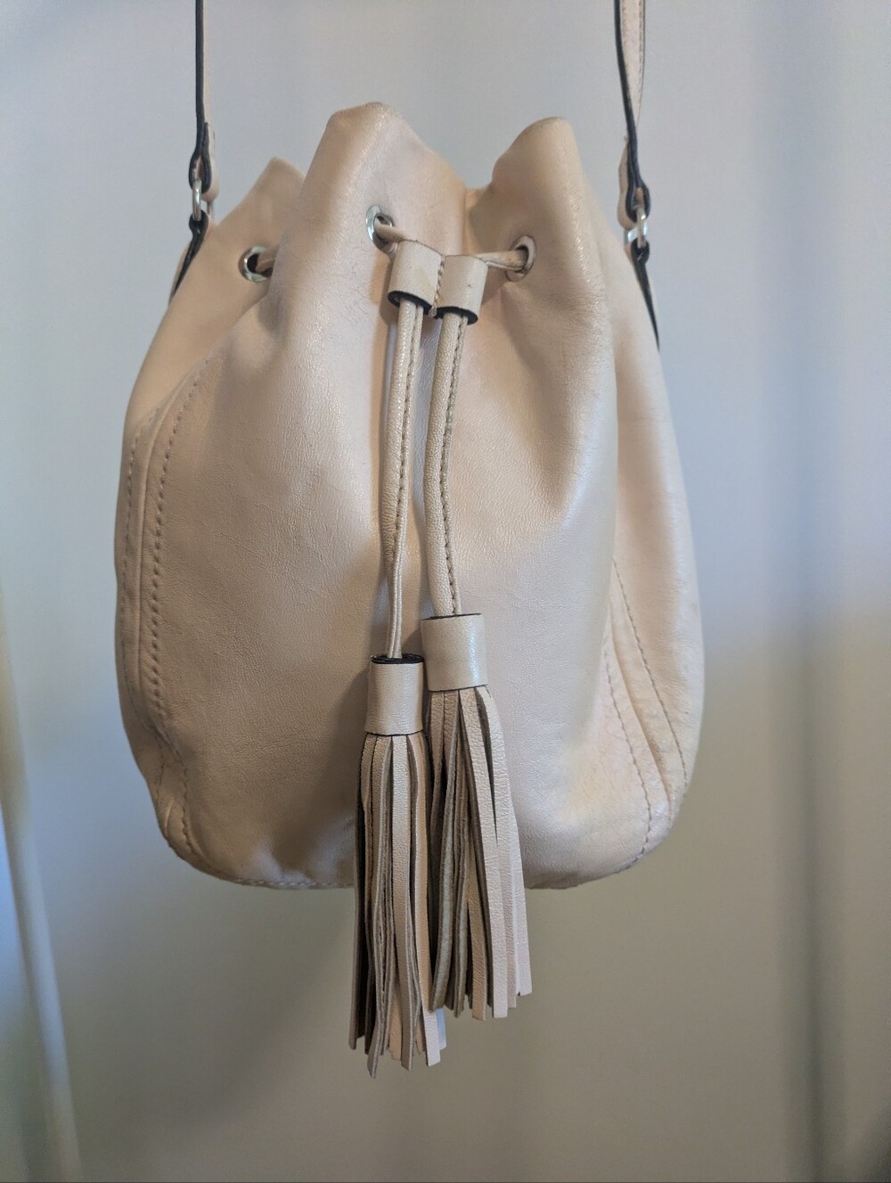 J.Crew Pale Pink Soft Leather Bucket Bag